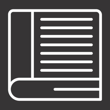 Gazete vektör simgesi. biçim doğrusal semboldür, beyaz renk, yuvarlak açılar, gri arkaplan