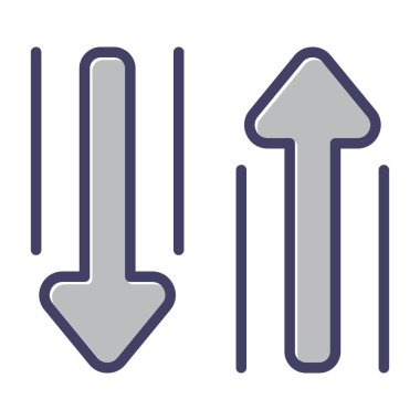 Yön ok simgesi. vektör biçimi düz ikonik sembol, düz mavi renk, beyaz arkaplan.