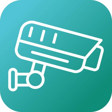 Beyaz çizgi polis rozeti ikonu uzun gölgeli izole edilmiş. Polis rozeti işareti. Yeşil daire düğmesi. vektör