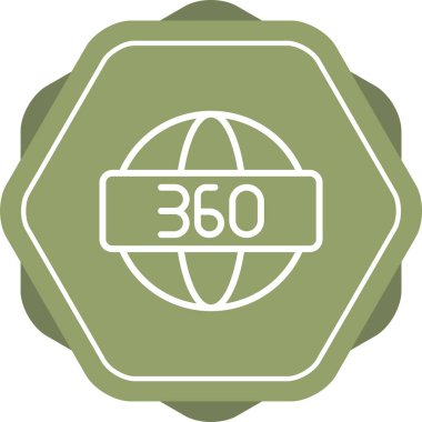 Benzersiz 360 derece vektör çizgisi simgesi