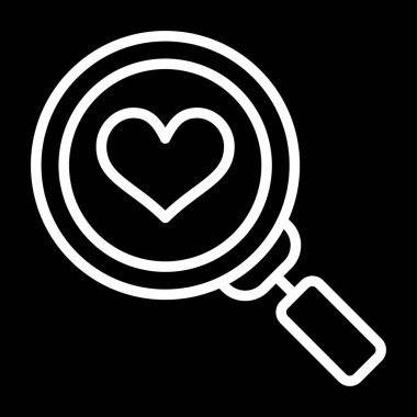 Kalp ikonu vektör illüstrasyon grafik tasarımlı büyüteç