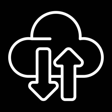 bulut indirme simgesi, taslak biçim, düz tasarım, vektör simgesi