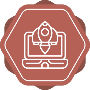 Roket web simgesi, vektör çizim