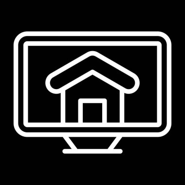 ev vektör simgesi. biçim düz simge, beyaz renk, siyah arkaplanda yuvarlak açılar