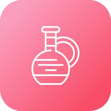 Beyaz arka planda izole edilmiş matara ikonu ile ana hatları doldurulmuş. Kimya ekipmanları ve kimya ekipmanları. Bilimsel. vektör.