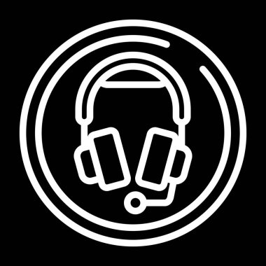 Mikrofon simgesi web illüstrasyonlu kulaklıklar