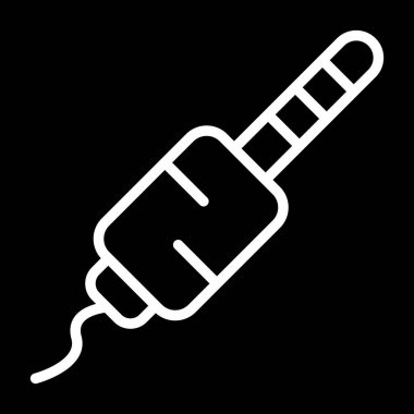 Tıbbi termometre vektör çizimi. düz biçim simgesi, siyah renk, siyah arkaplan üzerinde izole.