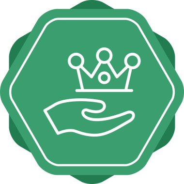 Crown vektör ikonu ile el. Kral tacının izole edilmiş resminin basit bir çizimi.