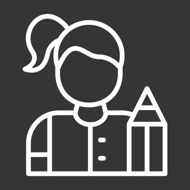 Sırt çantası simgesi olan bir kızın vektör çizimi