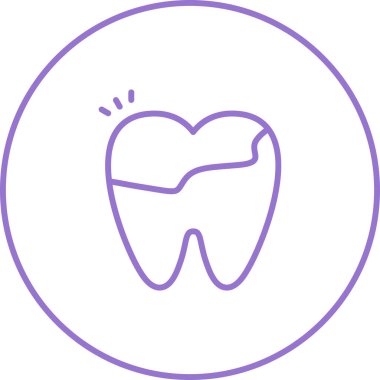 Diş hekimliği, diş ikonu, taslak tarzı. vektör illüstrasyonu 