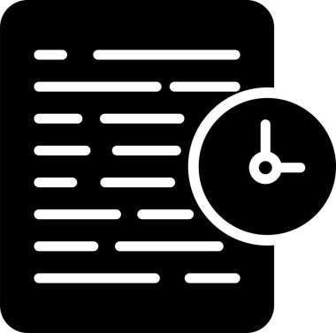Saat simgesine sahip kontrol listesi, basit siyah biçim