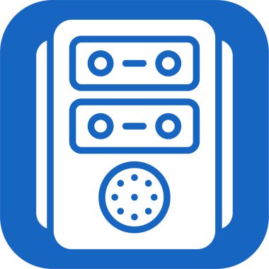 radyo vektör simgesi. biçim düz yuvarlak kare düğme, kobalt ve gri renkler, beyaz arkaplan.