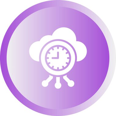 Beyaz arkaplanda saati olan beyaz bir bulutun vektör çizimi, beyaz arkaplan.