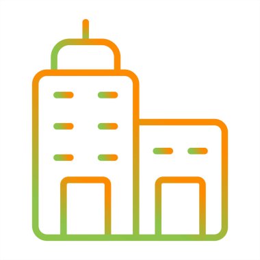 Bina simgesi. ince çizgi biçimi, vektör illüstrasyonu