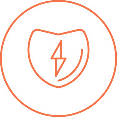 Şimşek çizgisi simgesi olan bir kalkan. vektör.