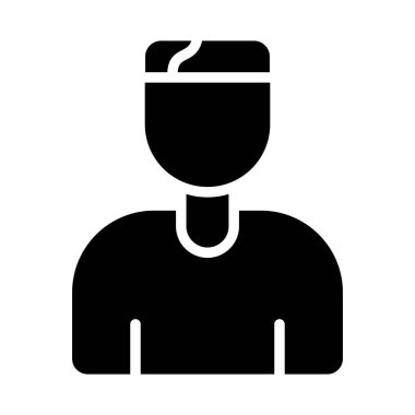 Tıbbi maske ikonu olan adam, düz stil.