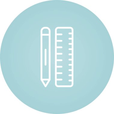 Cetvel web simgesi, vektör illüstrasyonlu kalem 