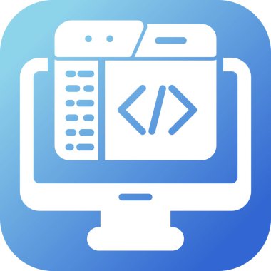 Geliştirme için web simgesi, kodlamanın vektör illüstrasyonu