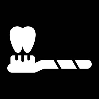 Siyah arkaplanda diş fırçası simgesi. vektör illüstrasyonu.