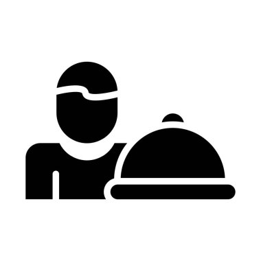 Gıda dağıtım servisi sembol vektörü. Teslimat servisi işareti. izole edilmiş çizgi simgesi siyah illüstrasyon