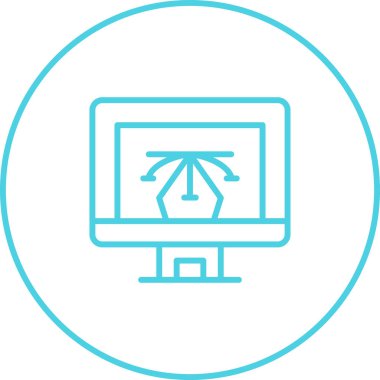 Bilgisayar monitör simgesini, basit vektör çizim