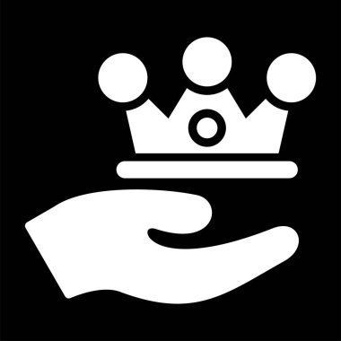 Taç ve el ikonu. vektör illüstrasyonu