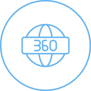 360 derece ikon vektör illüstrasyonu