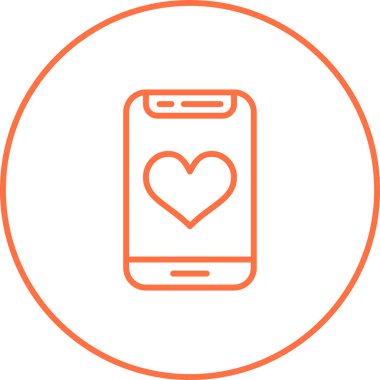 cep telefonu kalp simgesi vektör çizimi