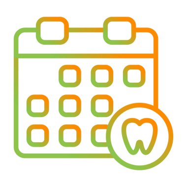Diş takvimi günü simgesi. Vektör biçimi resimleme düz ikonik sembol, ağ ve eko yeşil renk arkaplan.