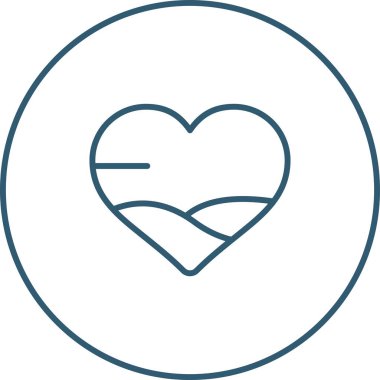 Aşk kalp ikonu. Mavi daire dizaynının ince tasarımı. vektör illüstrasyonu.