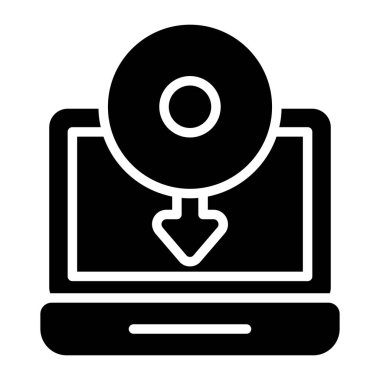 Kullanıcı simgesi olan dizüstü bilgisayar. Web simgesi basit vektör illüstrasyonu.