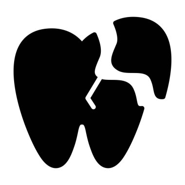 Diş hekimliği, kırık diş simgesi, vektör illüstrasyonu  