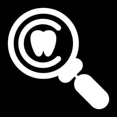 Diş ikonu. Siyah arkaplanda vektör illüstrasyonu