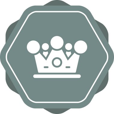 Taç vektör simgesi. Bu yuvarlak düz sembol beyaz arkaplanda yumuşak mavi renklerle çizilir.