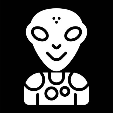 Siyah arkaplanı olan bir robotun vektör çizimi