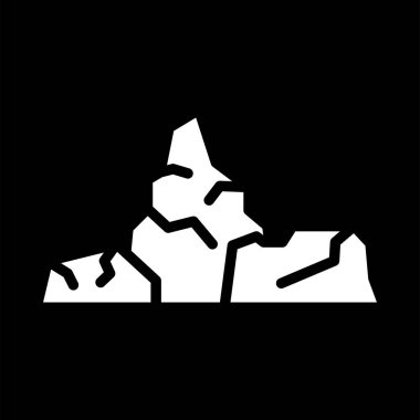 Taş kaya ikonu, siyah stil.