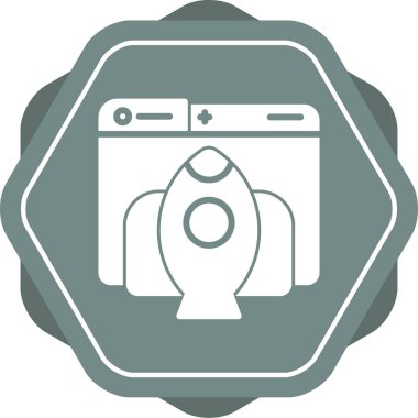 Roket web simgesi, vektör çizim