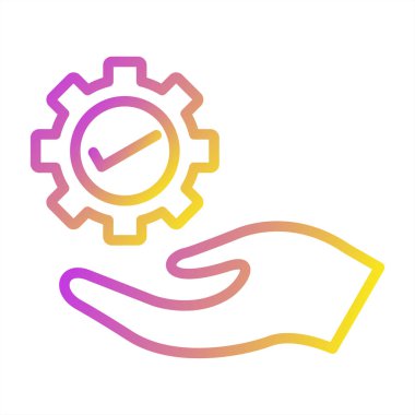 Cogwheel ikon vektör illüstrasyonlu el ele tutuşan dişli tekerlek