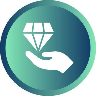 Elmas elli yuvarlak ikon. Vektör illüstrasyon biçimi düz iki renkli düz sembol, kobalt ve cyan renkleri, beyaz arkaplan.