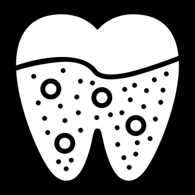 Diş simgesi, vektör illüstrasyonu siyah arkaplanda izole edildi