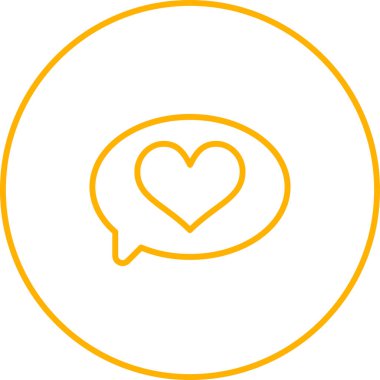 Beyaz arkaplanda izole edilmiş konuşma baloncuğu simgesi olan çizgi kalbi. Sevgililer Günü sembolü. vektör simgesi