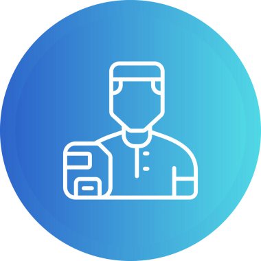 Mavi çizgi doktor ikonu beyaz arkaplanda izole edildi. Çember noktaları. vektör.