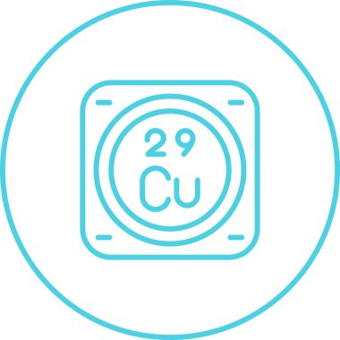 Bakır kimyasal element simgesi, basit satır biçimi