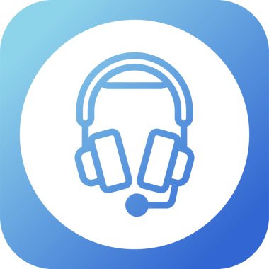 Mikrofon simgesi web illüstrasyonlu kulaklıklar