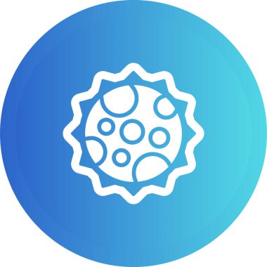 Beyaz arkaplanda mavi çizgi güneş ikonu izole edildi. Mavi daire düğmesi. vektör illüstrasyonu