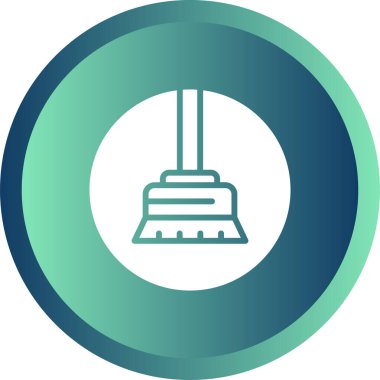 Mavi çizgi paspas simgesi beyaz arkaplanda izole edildi. Temizlik hizmeti konsepti. vektör.