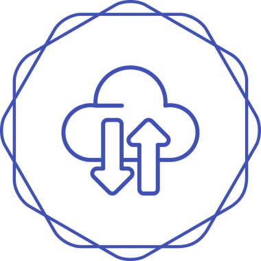 bulut hesaplama vektör çizgisi simgesi, düzenlenebilir vuruş, mavi arkaplan.