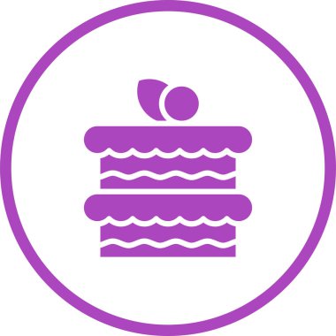 Kek ikonu vektörü. biçim düz simge sembolü, yuvarlak açılar, menekşe rengi, beyaz arkaplan