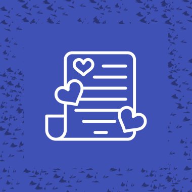 Mavi arka planda kalp ikonu olan mavi çizgi kâğıdı. Sevgililer Günü. Sevgililer Günü 'nde bize katılın ya da tebrik kartı atın. vektör illüstrasyonu