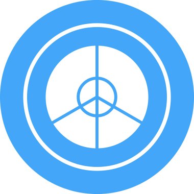 Bir dairenin mavi ve beyaz ikonunun vektör çizimi